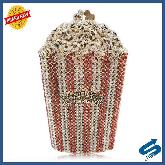 Luxury Rhinestone Evening Clutch with Removable Chain, Spare Stones